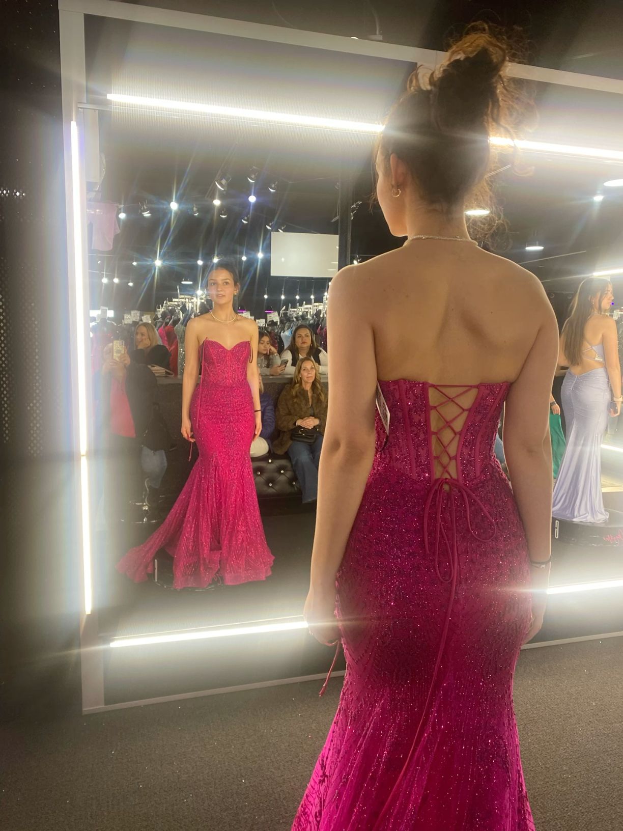 Hot Pink Mermaid Long Prom Gown Evening Dress fg7395
