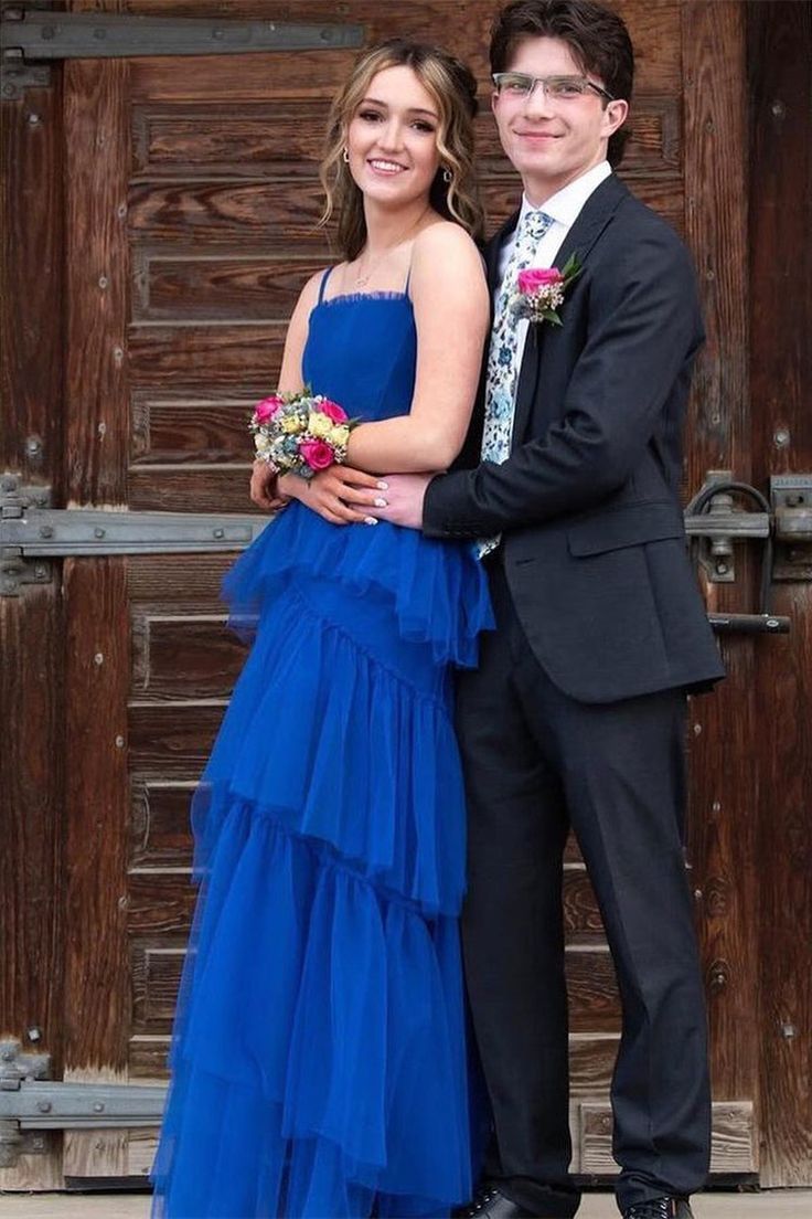 Princess Royal Blue Tiered Tulle Prom Dress Formal Dress fg3403