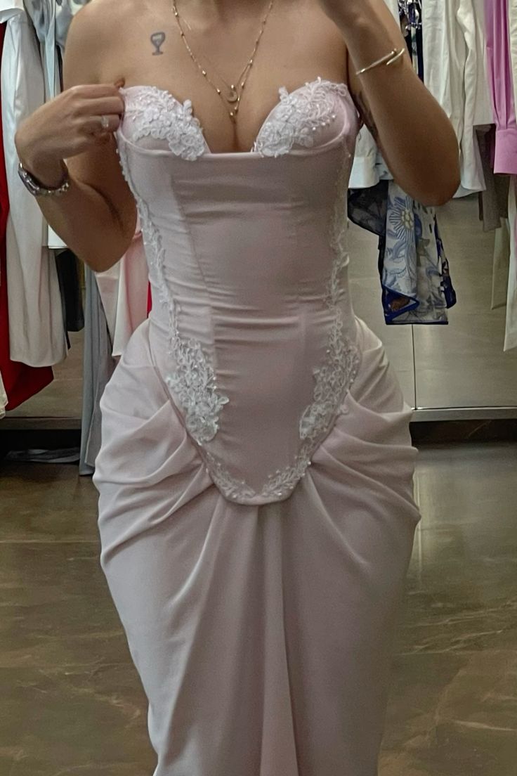 Pink strapless elegant party gowns, evening dress fg7372