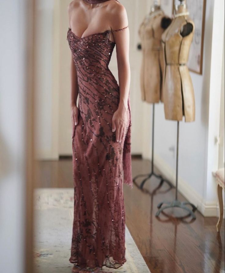Vintage Prom Dress, Elegant Off Shoulder Evening Dress fg7335