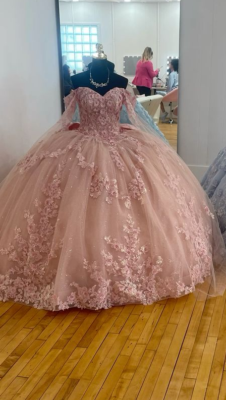 A Line Pink Quinceanera Dress Ball Gown Off Shoulder Sweet 16 Dress fg7367