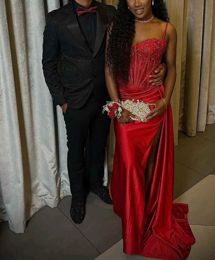 Stunning Red Long Prom Gown Evening Dress With Split fg7389