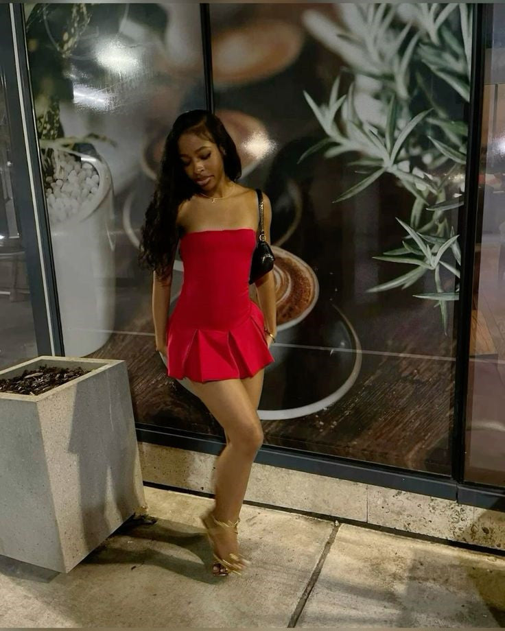 Strapless Red Homecoming Dress A Line Short Birthday Dress fg6516