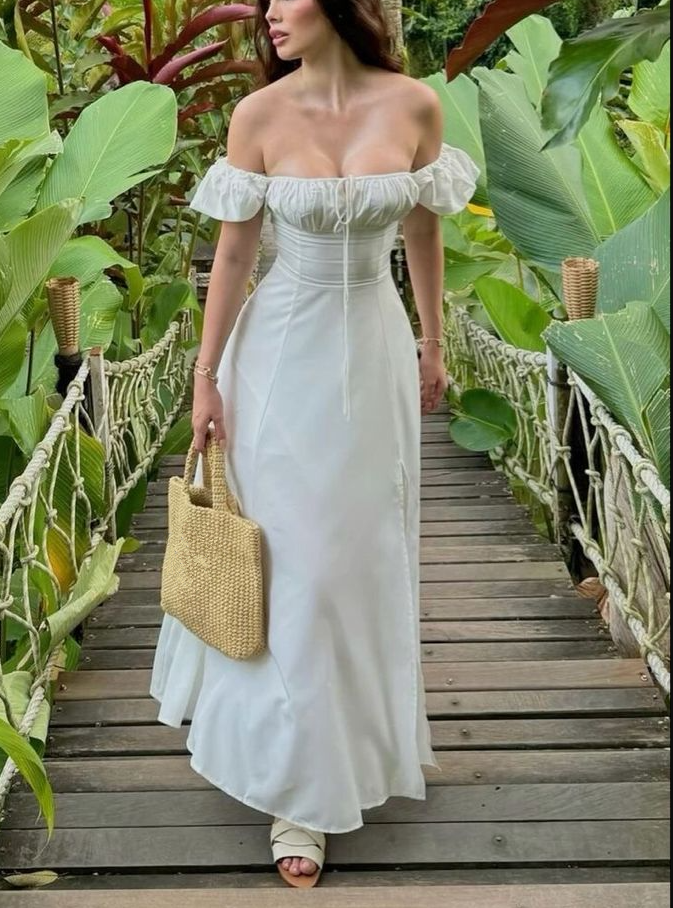 A Line White Long Prom Dress, Evening Formal Dress fg7250