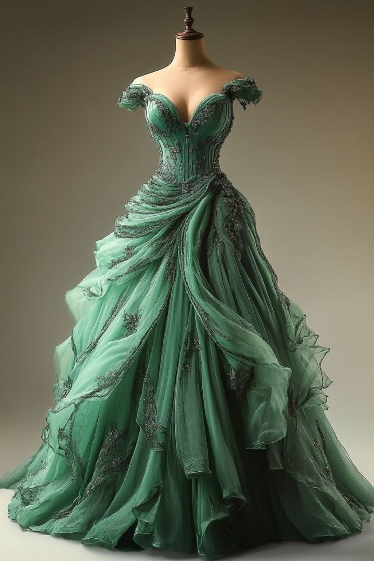 Green Ball Gown Sweet 16 Dresses Evening Dress fg7194