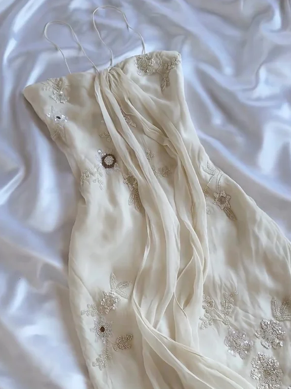 Vintage Ivory Straps Charming Party Dress long prom evening dresses fg6716