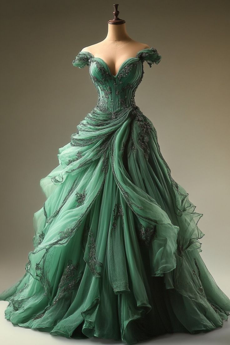 Green Ball Gown Sweet 16 Dresses Evening Dress fg7194