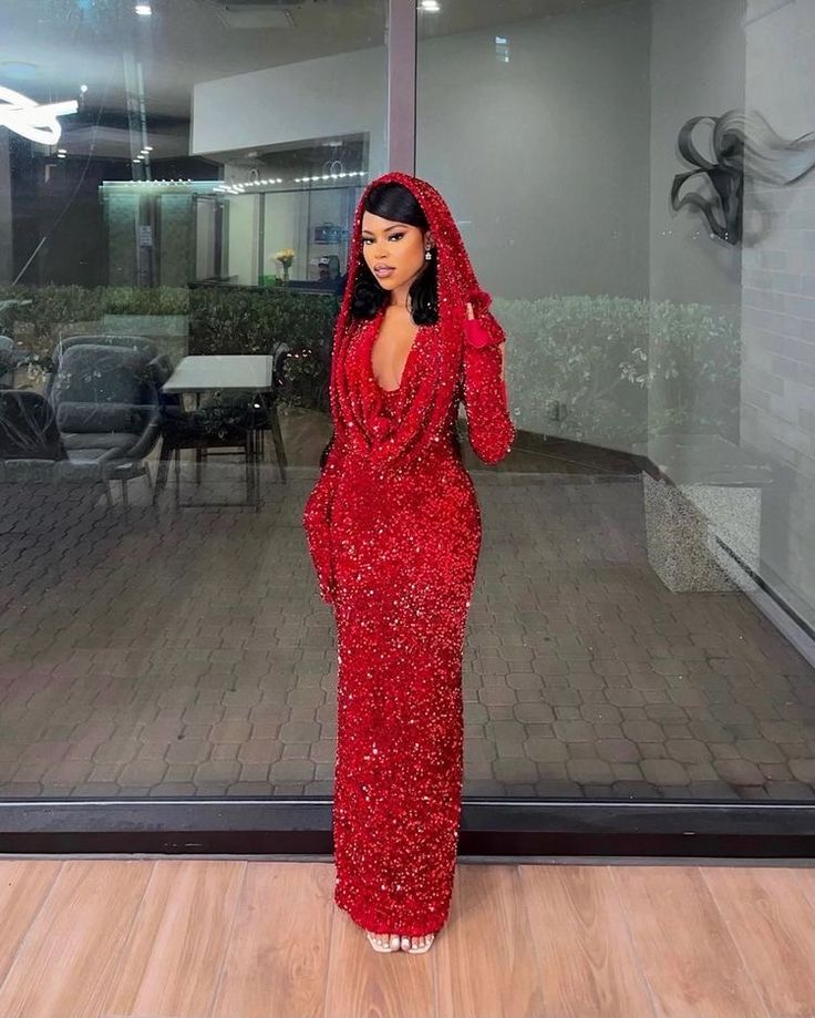 Charming Red Sequin Sheath Prom Dress,Red Evening Dress fg7109