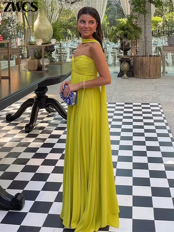 2025 New Women Strapless Ribbon Pleated Dresses Sexy Sleeveless Long Evening Party Gowns fg7421