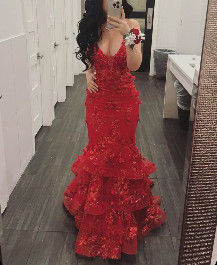Red Mermaid Long Prom Dress Sexy Evening Party Dresses fg7717