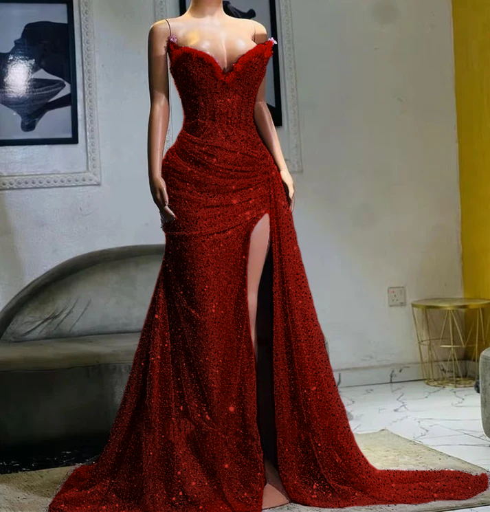 Light Purple High Split Evening Dresses, Sweetheart Mermaid Prom Dresses, Elegant Dresses for Wedding fg6769