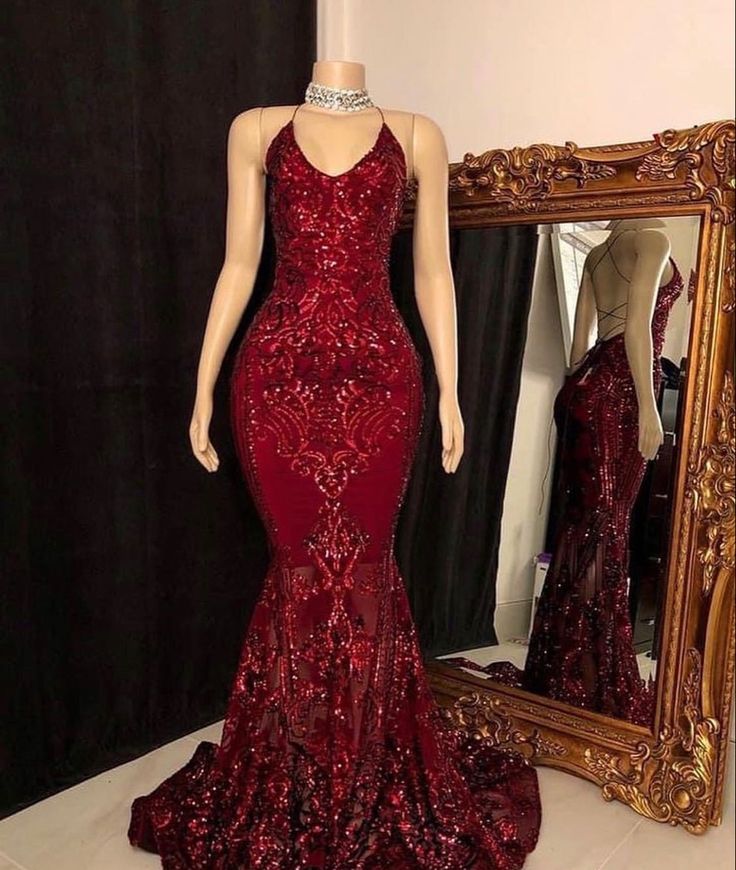 Red Prom Gown,Floor length Prom dress,mermaid gown fg3097