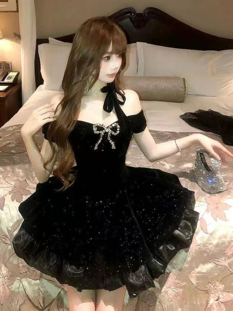 Black Off Shoulder Homecoming Dress Short Party Dress fg7701