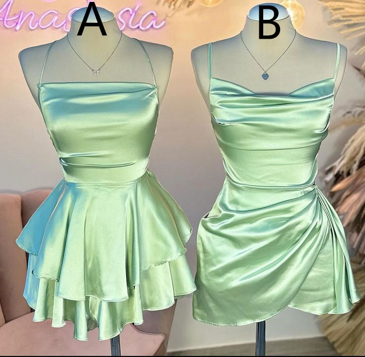Sage Green Short Homecoming Dress Birthday Party Gown fg6903
