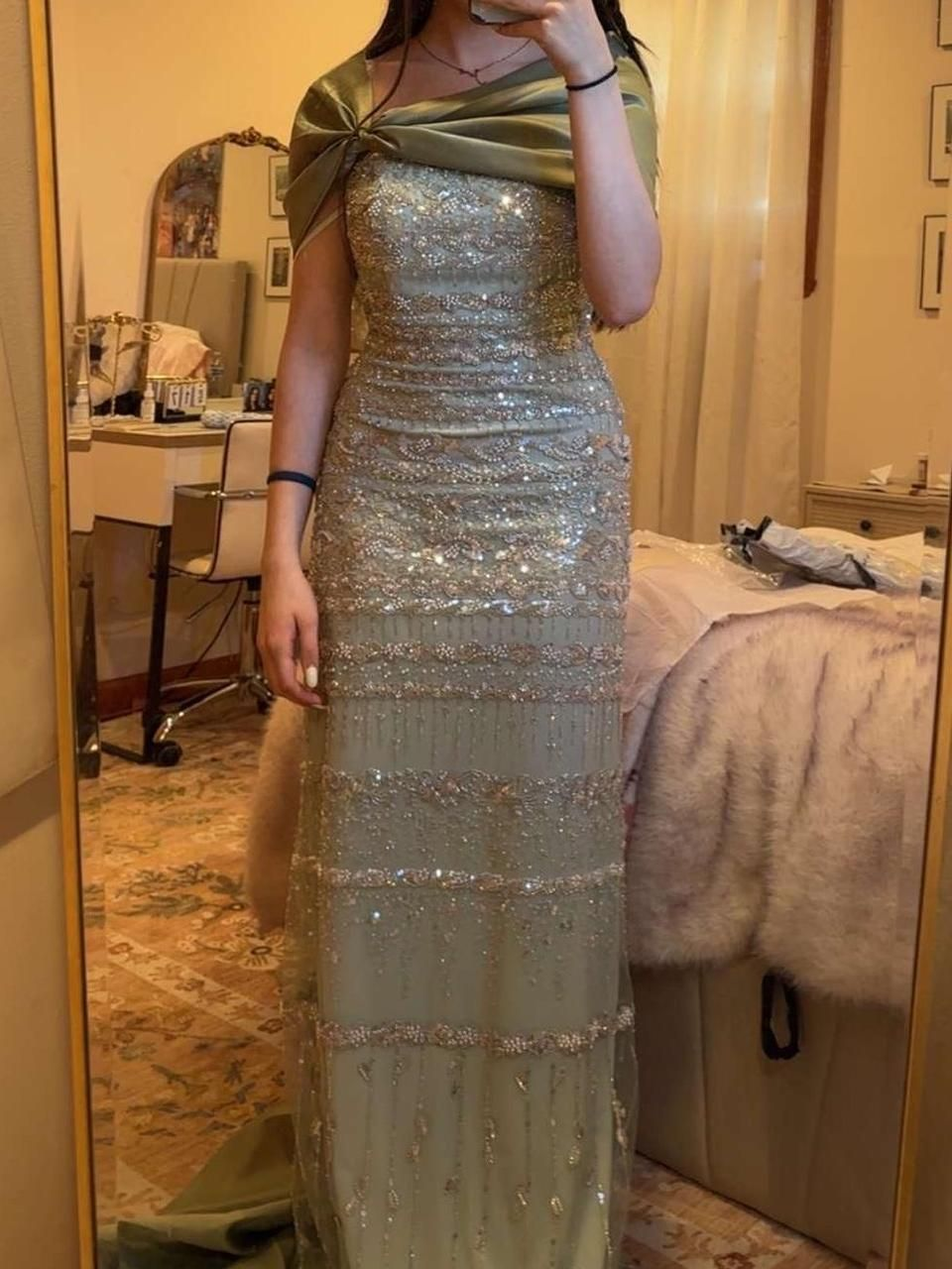 Green Long Prom Dresses Beaded Party Dress 20th Birthday Outfits fg8344