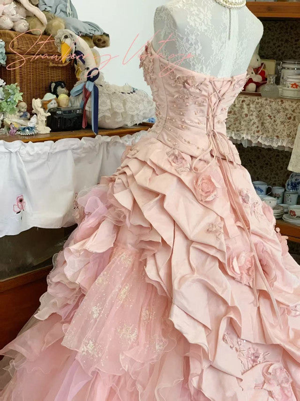 Pink A Line Princess Quinceanera Dress Ball Gown Sweet 16 Dresses fg7178