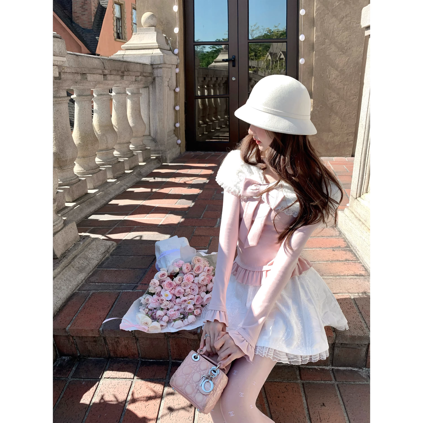 Faux two-piece fitted top, autumn and winter long-sleeved knitwear A82