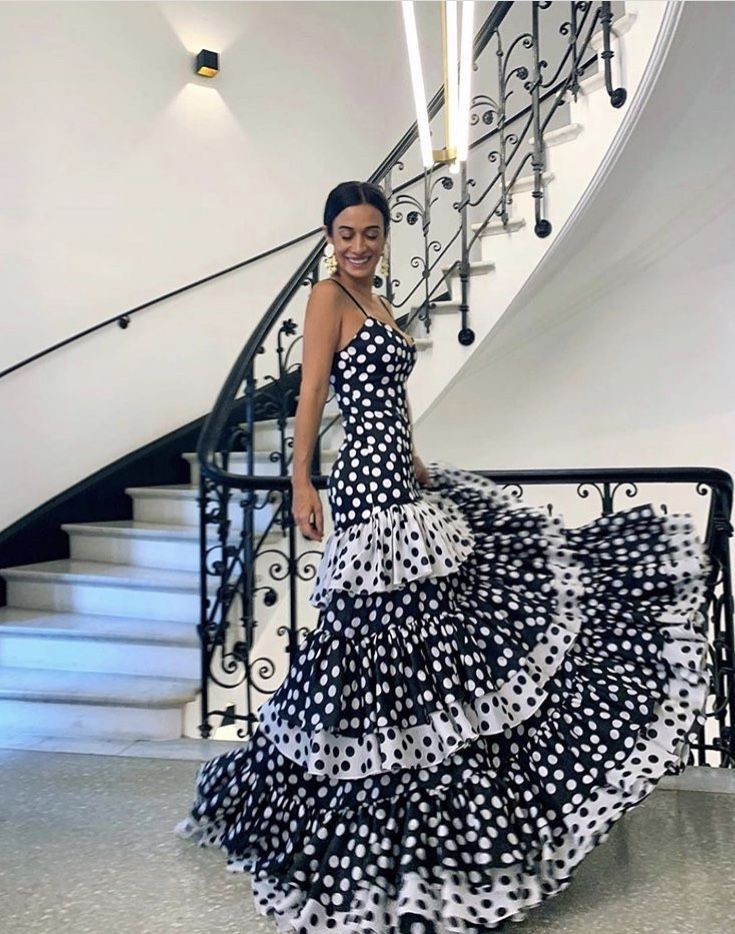 Black And White Polka Dots Long Prom Dress Birthday Dress Evening Dress fg8345