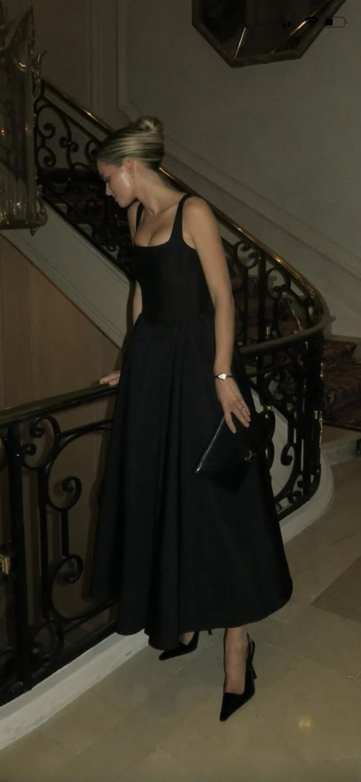 A Line Black Evening Dress Ankle Length Prom Dresses fg7568