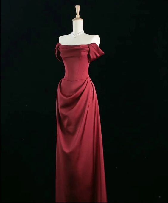 Red Satin Long A Line Prom Dress Red Evening Dress fg5558