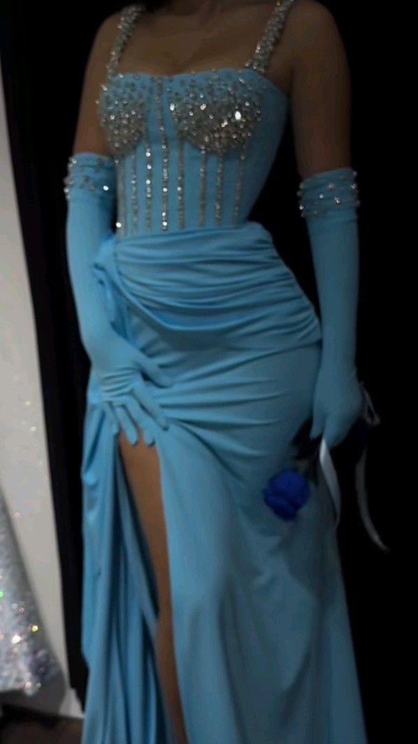 Blue Sparkly Sexy Long Prom Dress Formal Evening Dress fg7544