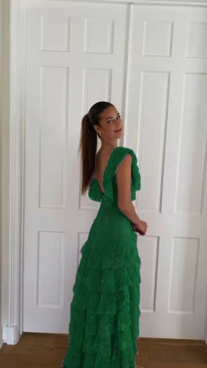 Lilac Lace Long prom dress Evening Gown Party Dress fg3249