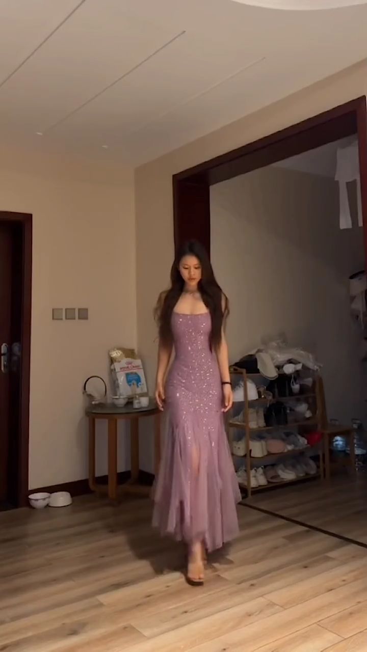Spaghetti straps sequins tulle elegant party prom formal evening dress fg7484