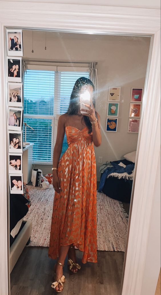 A-Line Spaghetti Straps Chic Long Party Dress fg5609