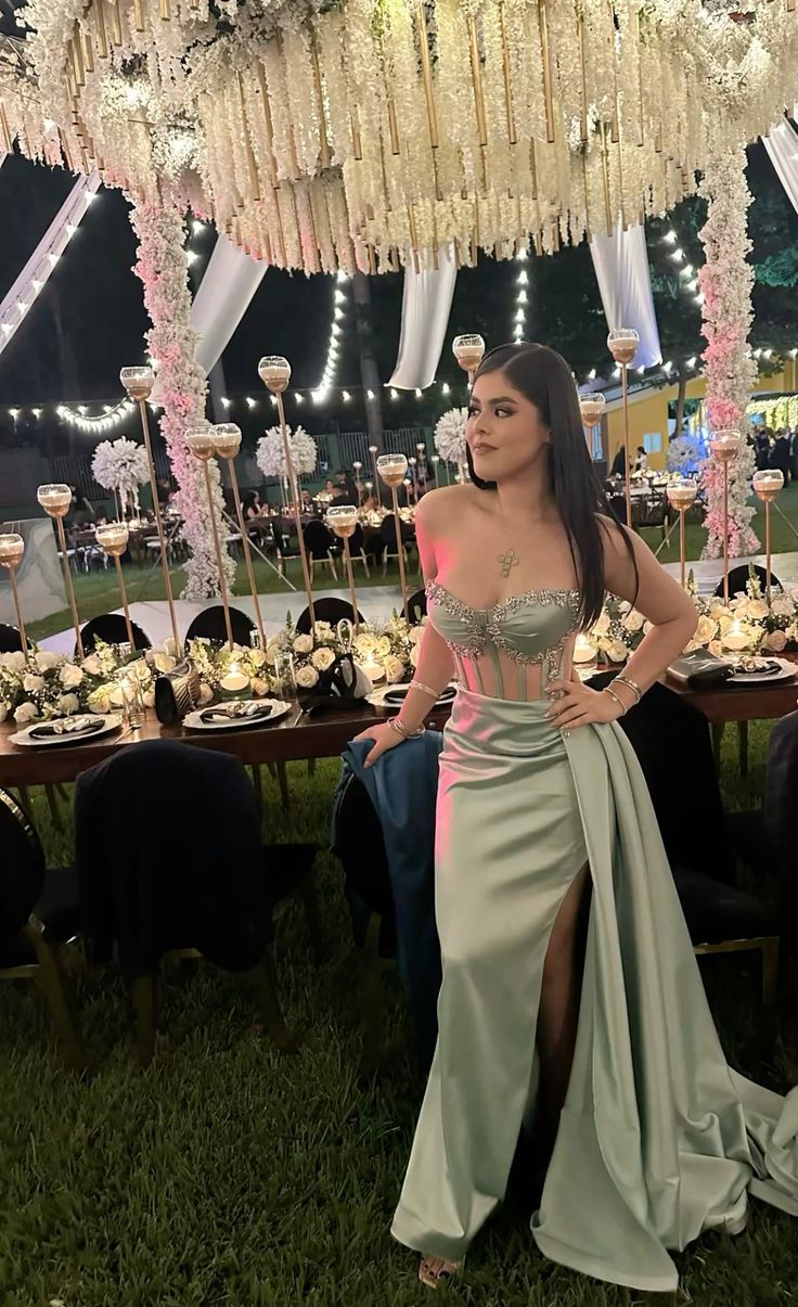 Sexy Sage Green Long Prom Dresses Formal Evening Dress fg7620