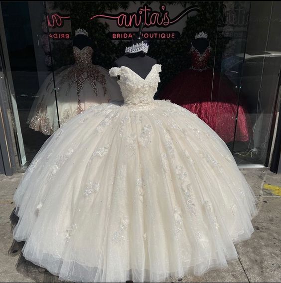 Off Shoulder Applique Lace Ball Gown Party Sweet 15 16 Party Dress fg5905