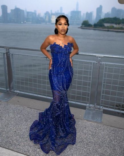 Women's Mermaid Prom Dress, Sweetheart Sequin Royal Blue Birthday Party Dress fg6762