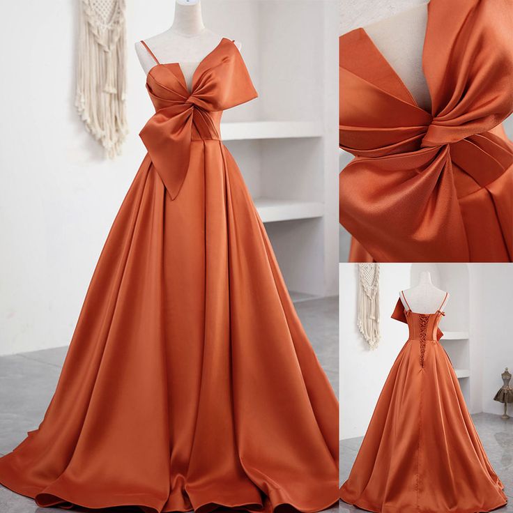 Orange Prom Dresses with Big Bowknot fg5676