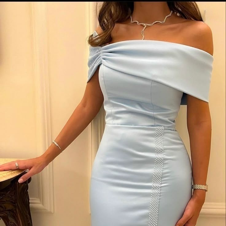 Baby Blue Party Dress Evening Prom Dress Custom Made fg7454