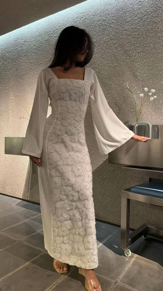 Square Neck Long Sleeves Prom Dresses Formal Evening Dress fg7597