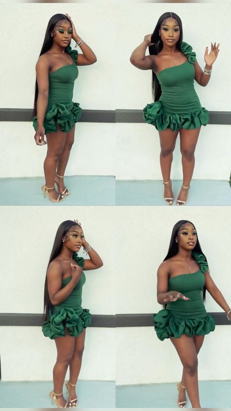 Green One Shoulder Homecoming Dress Short Evening Dress Cocktail Dresses Short Party Dress fg7970