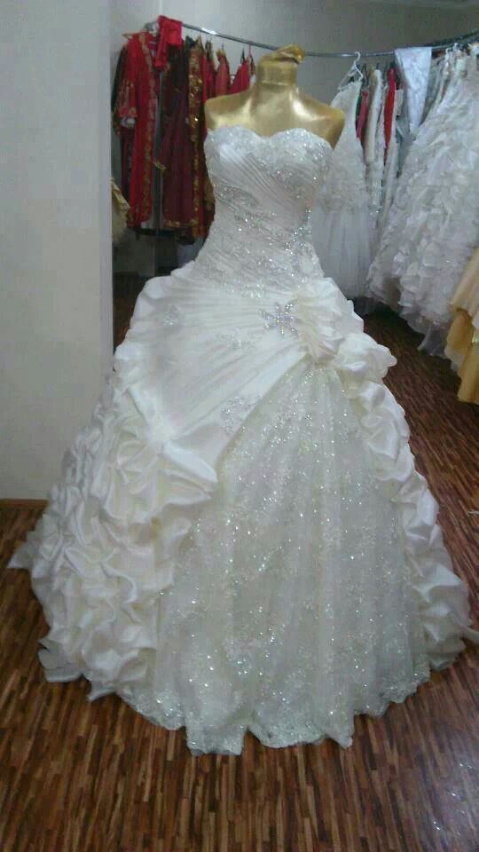 Luxury A Line Strapless Wedding Dresses, Sleeveless Shinny Bridal Gowns fg7681