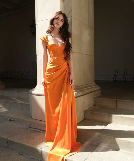 Elegant Orange Prom Dress,Orange Formal Gown fg5541