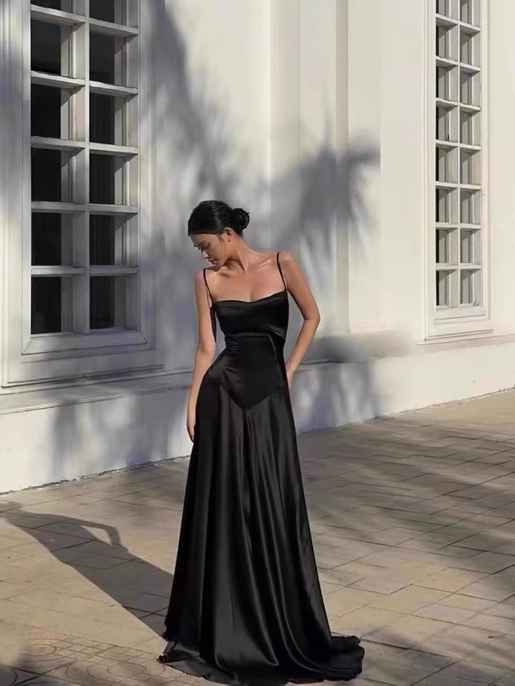 Sexy Spaghetti Straps Black Birthday Dress Formal Dress Evening Dress fg5880