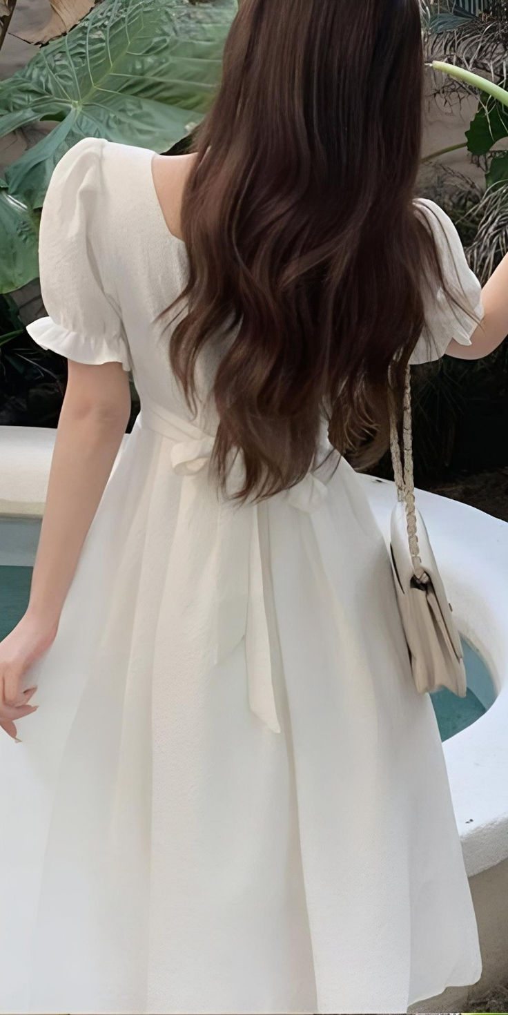 A Line White Short Sleeves Evening Gowns, Party Prom Dress fg7464