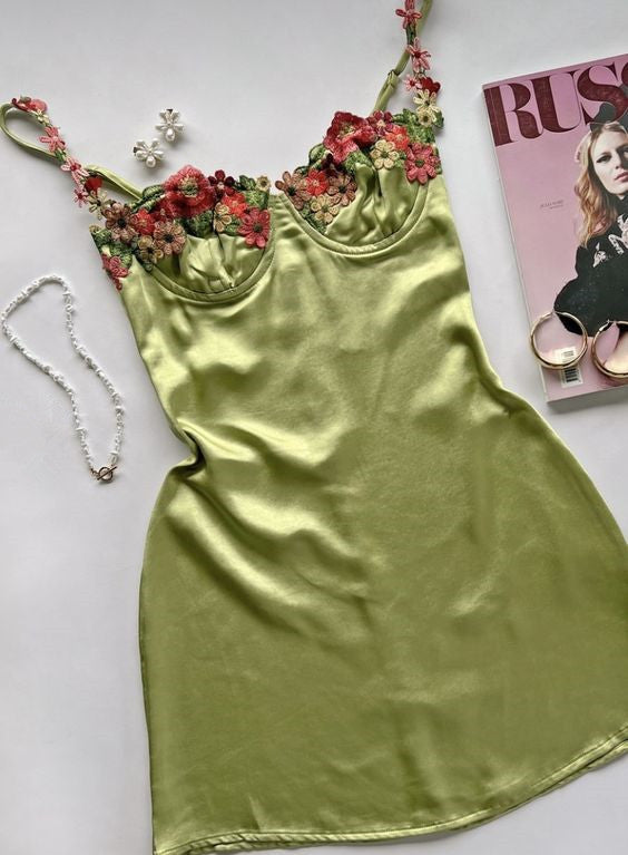 Floral Spaghetti Straps Homecoming Dresses Mini Celebrity Dress fg6093
