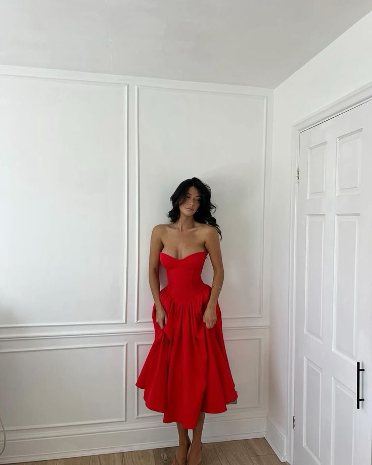 A Line Red Evening Dresses Formal Party Dress Prom Gown fg6770