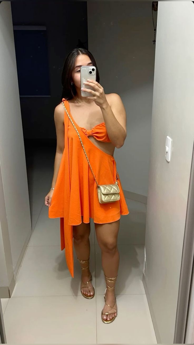 Orange Short Dress Women New Sleeveless Short Evening Party Dresses fg6149