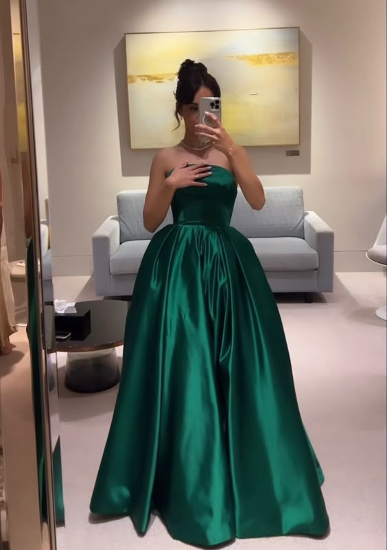 Green Strapless Long A Line Prom Dres Evening Party Dress fg6498