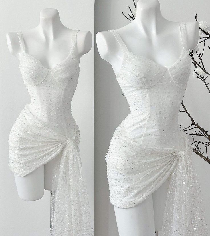 White Shinny Dress Women's Party Prom Dress Short Formal Dress fg6440