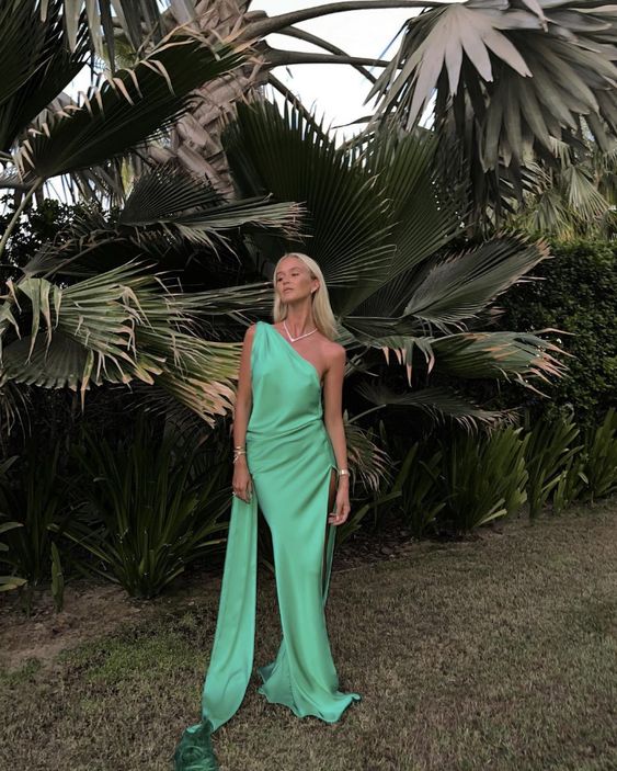 Simple One Shoulder Long Evening Prom Dresses fg6814