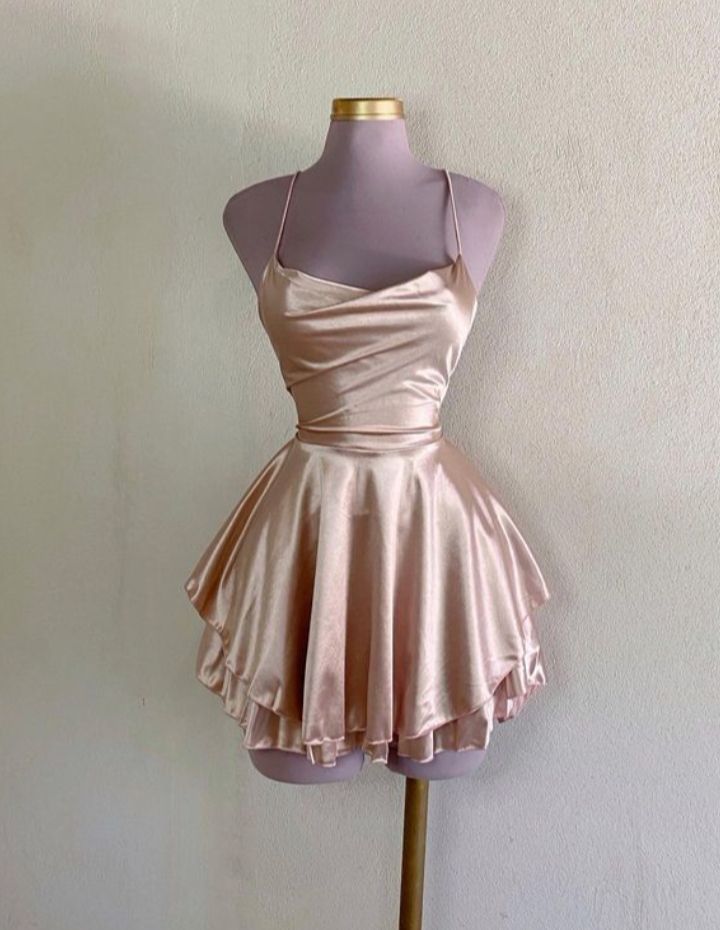Vintage A line Champagne Birthday Outfits Satin Homecoming Dress fg6120