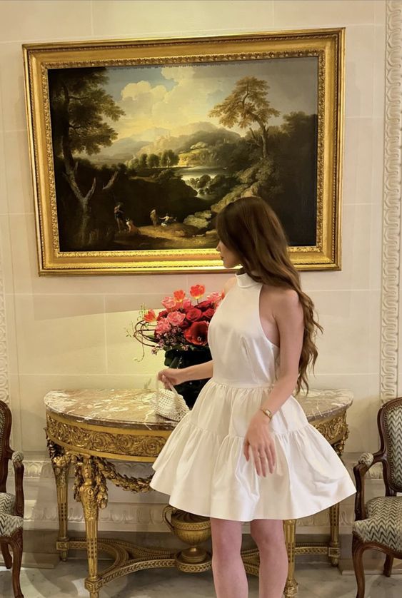 White Cocktail Party Dress Elegant Evening Gown for Women fg6591