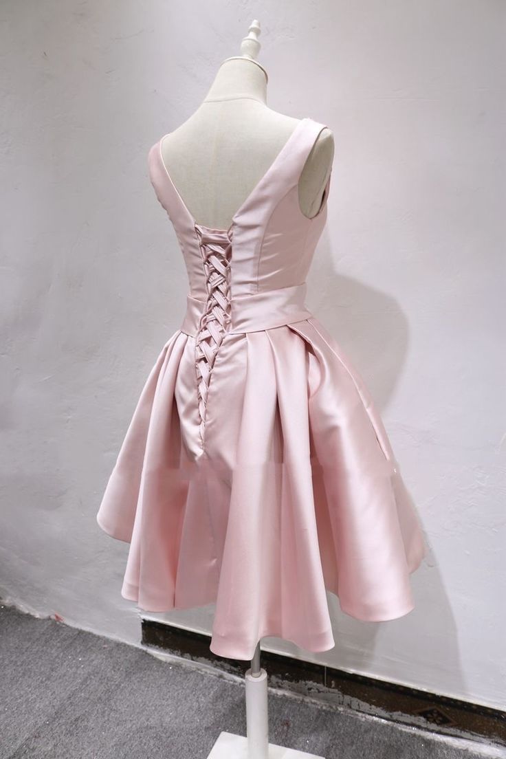 O-neck Homcoming Dress, Satin Sleeveless Dress With Beads fg6389