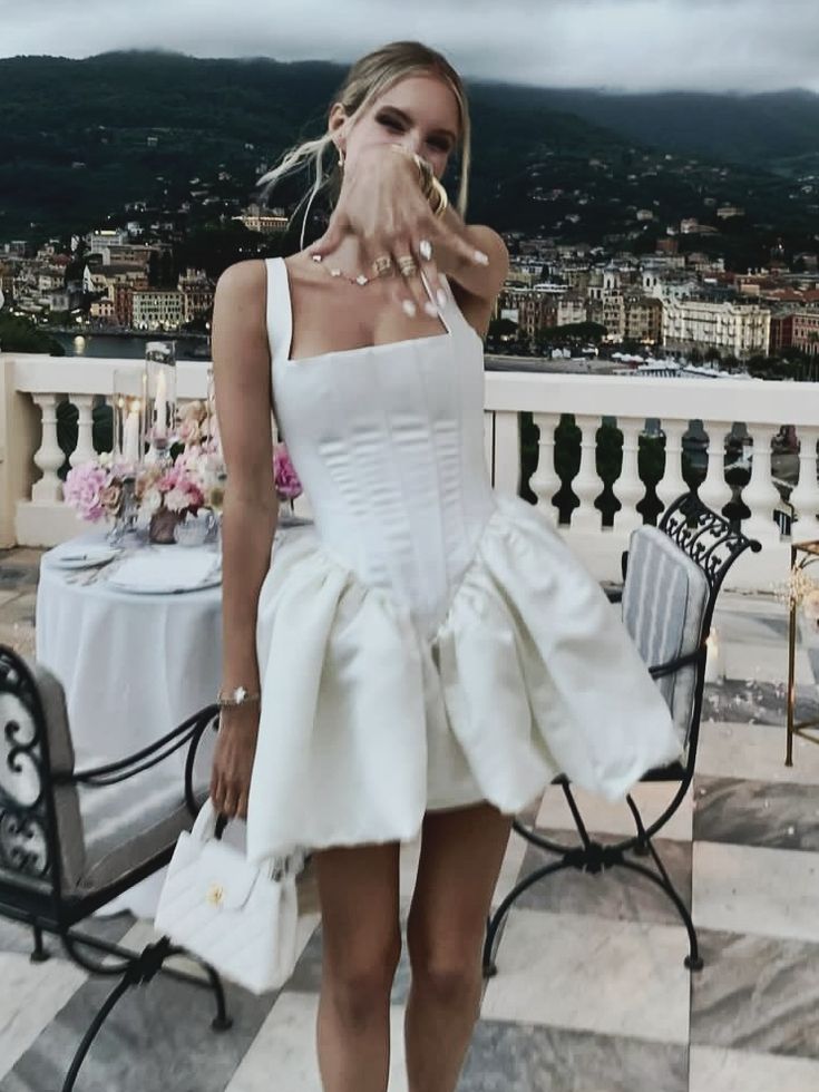 A Line White Short Party Dress Homecoming Dress fg6563