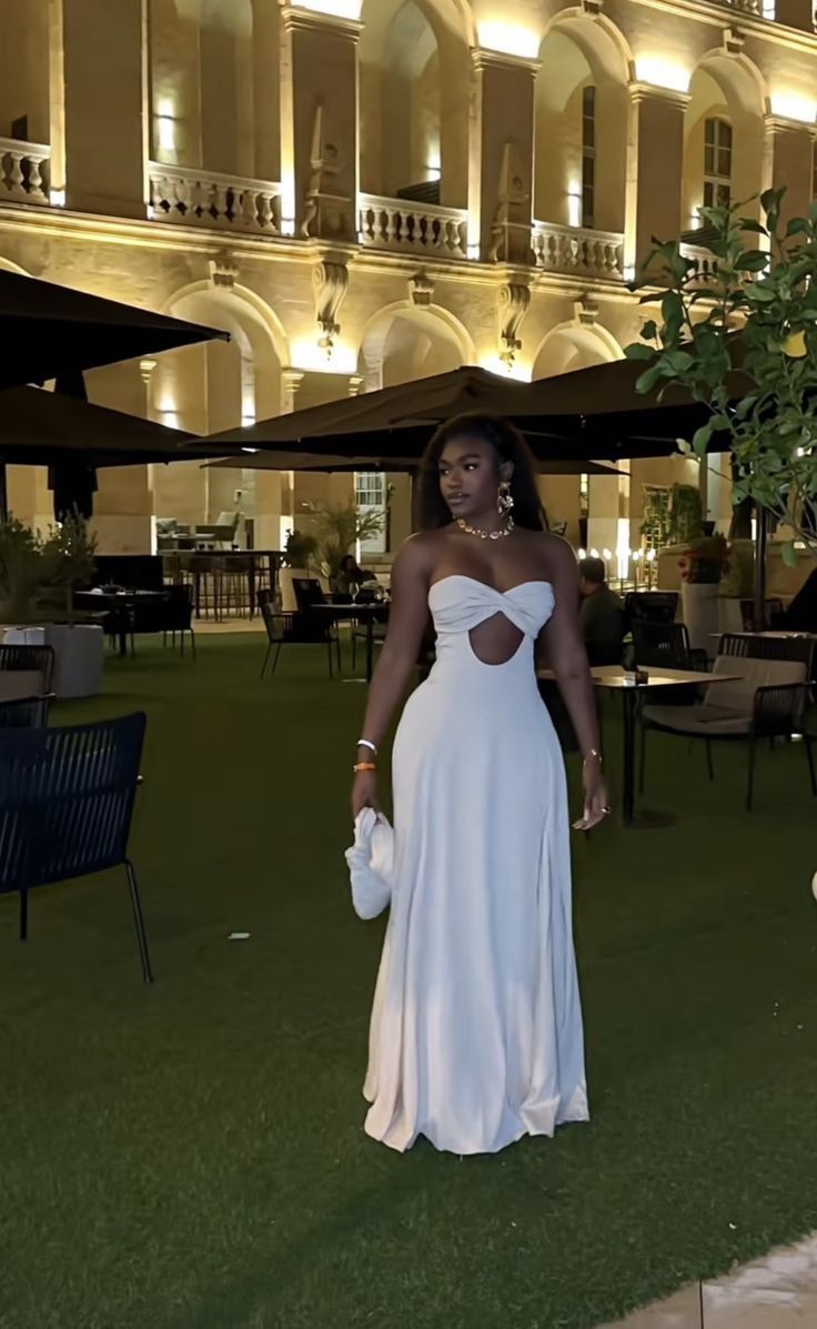 Elegant White Strapless Long Evening Dress Birthday Outfits fg6811